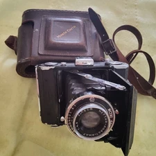 Vintage Zeiss Nikon Nettar-Anastigmat 1:45 f 7.5 Folding Camera W/Leather Case 