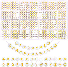 1400pcs Round Letter Beads for Jewelry Making, 28 Style Gold A-Z Alphabet Acryli