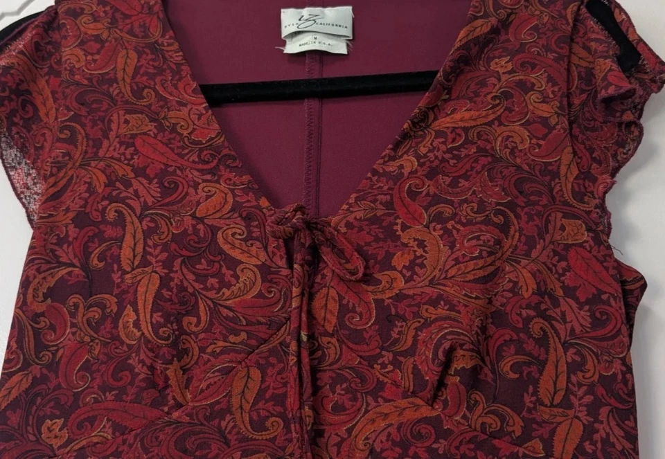 Vestido Y2K Iz Byer California Mujer Elástico de Vino Hasta la Rodilla Corto Mangas Talla S Foto 3 de 4