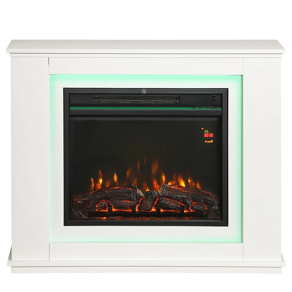 HOMCOM Caminetto Elettrico con Fiamma a 12 Colori e 5 Luminosità 98x25x80 cm
