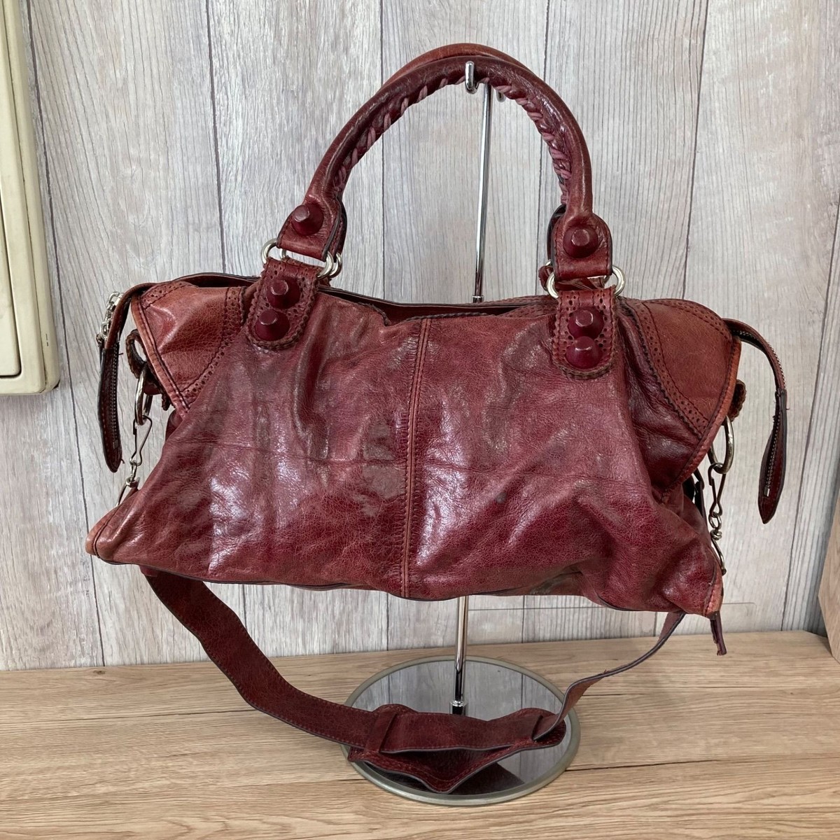 美品！BALENCIAGA GIANT CITY 大容量ユニセックス！ BALENCIAGA Agneau Giant 21 Rose Gold Hardware City Seigle