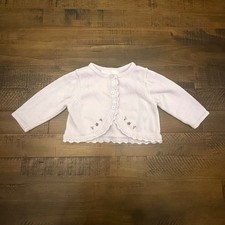 Janie and Jack Baby Girls Purple Floral Embroidered Scalloped Cardigan 3-6 Mos