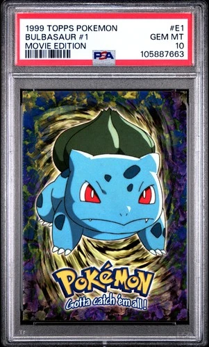 1999 TOPPS POKEMON THE MOVIE EDT #E1 BULBASAUR #1 PSA 10