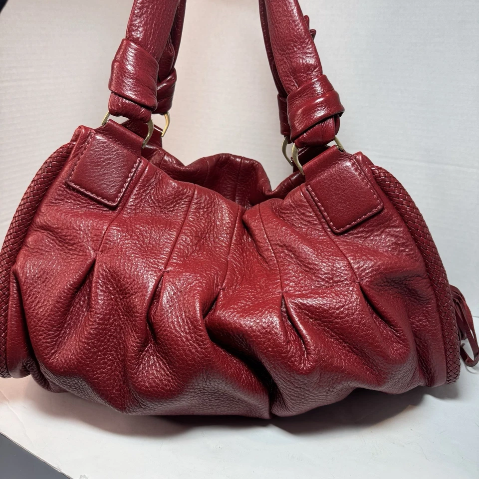 Cole Haan Phoebe Medium Triple Zip Satchel Red leather handbag hobo shoulder Bag - Image 2 of 4