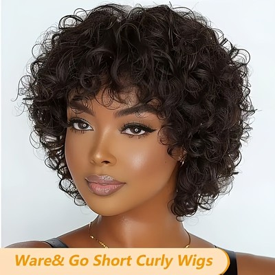 Short Kinky Curly Afro Wigs for Black Women Brazilian Artificial Hair Natural