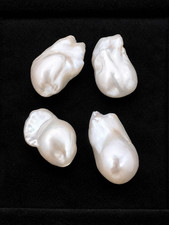 AAAA 1 Pair Natural Freshwater White Fully Drilled Flameball Baroque Pearls