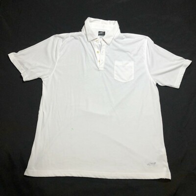 Greg Norman Polo Shirt Herren XL Weiß Baumwollmischung Mit Kragen Fischlogo Golf