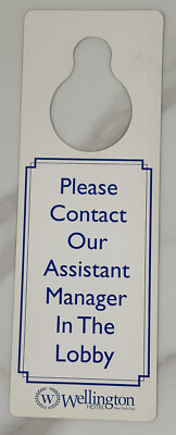 Wellington Hotel New York City Hotel Door Hanger Sign PERMANENTLY CLOSED