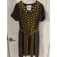 Myrtlewood of California Polka Dot Dress Pleated Retro Style L