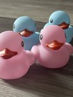 lot of 4 ducklings 2 pink 2 blue NWOTs rubber duckies bathtime — photo 1