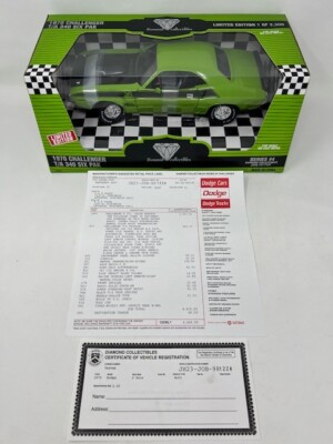 ERTL 1:18 1970 Dodge Challenger T/A Matching numbers window sticker  LE 1/2500