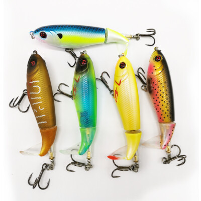 Wood Boog Topwater Lure Kit - 5 Inch Silent Popper For Bass, Musky, Stripers