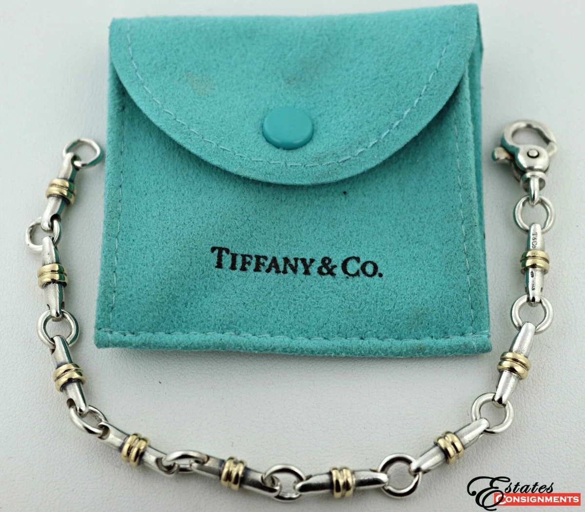 Vintage Tiffany & Co 18k Gold and Sterling Silver Bar Link Bracelet