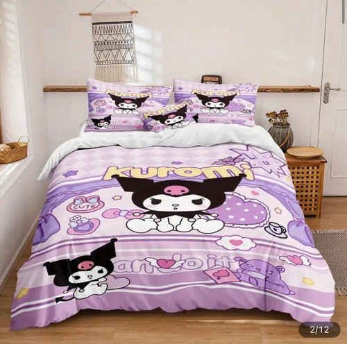 Kuromi Bedding Set Purple Sanrio Kawaii Bedding Set