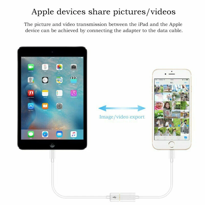 USB Host to 8 Pin Camera Kit Adapter Cable For IPAD IPHONE 8 Plus X XS 11 OTG US - Image 4 of 4