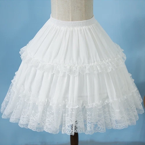 Damen Rüschen Lolita Rock Petticoat Reifrock Unterrock Spitze Cosplay Tüll süß - Bild 2 von 14