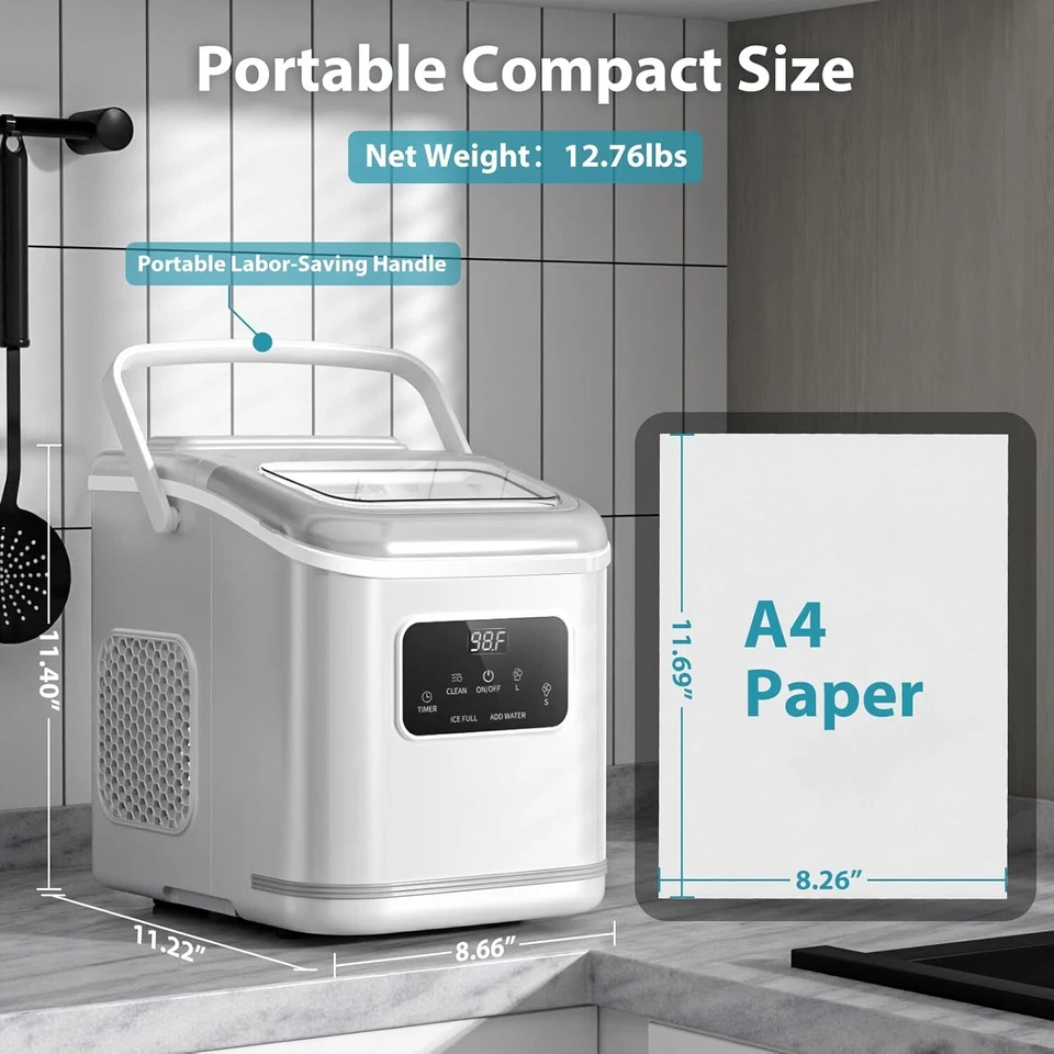26lbs/24H Portable Compact Small Bullet Ice Maker,Digital Screen, 9 Cubes/6 Mins - Image 2 of 4