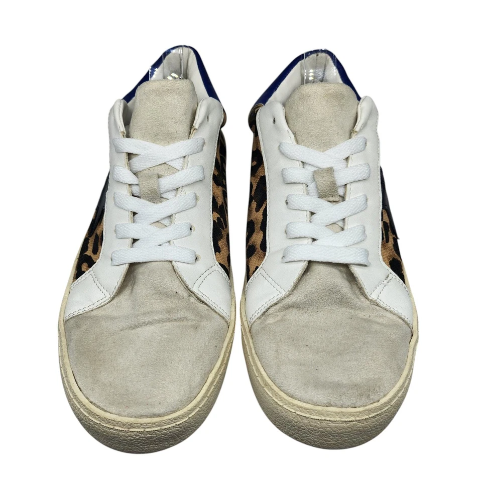Madden Girl Shoes Womens 8.5 Cheetah Leopard Brown White Blue Star Low Tops Foto 3 de 4