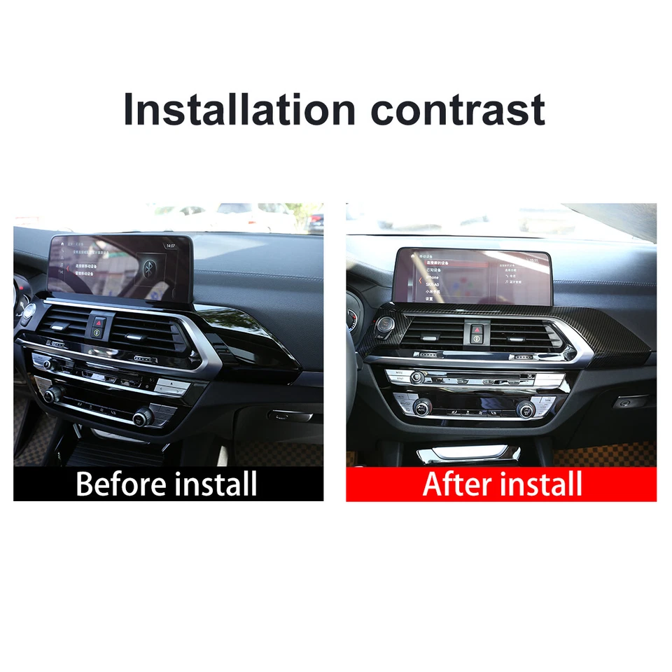 ABS Carbon Fiber Center Dashboard Panel Trim Cover For BMW X3 G01 2018-2022 - Image 3 of 4