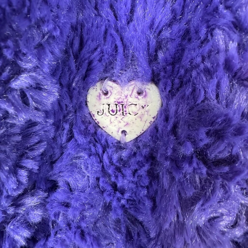 Abrigo de piel sintética Juicy Couture niños niñas 4T púrpura felpa cuello prendas exteriores invierno Foto 3 de 4