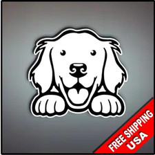 Golden Retriever Peeking Dog Vinyl Decal Sticker 4" x 3.5" Car Window White Wall