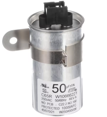 Fits Whirlpool C65R, W10666221, Capacitor, 50uF, 250VAC, 50/60HZ