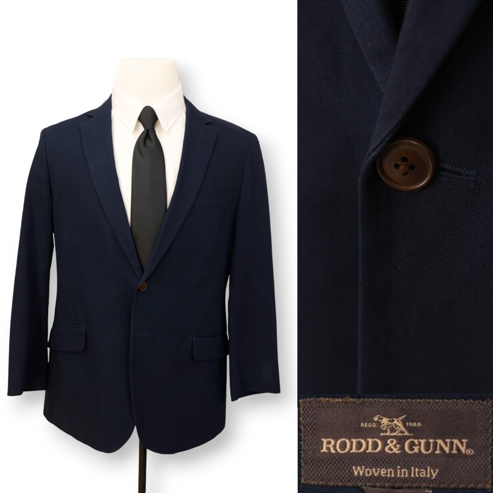 RODD & GUNN mens navy blue sport coat suit jacket bla… Gem