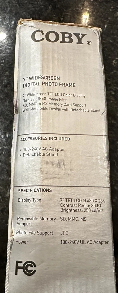 Coby DP-758 7" Widescreen Digital Photo Frame Black Wooden Frame used - Image 3 of 4