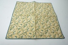 Isaia Green Gold White Geometric Hand Rolled Cotton Pocket Square Italy New