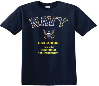 USS BARTON DD-722 *DESTROYER*EAGLE SHIRT* NAVY OFFICIALLY LICENSED
