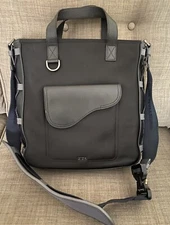 Christian Dior x Sacai Saddle Tote Black Technical Fabric Leather Authentic