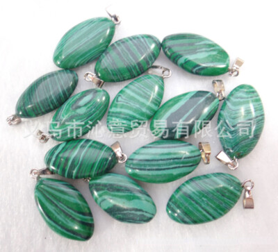 50pcs Artificial Malachite Stone Horse Eye Pendant DIY Necklace Jewelry Making
