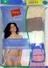 Hanes Ultimate Women's Bikini Panty SZ 9/2XL 5-Pk Comfort Soft Low Rise Panty