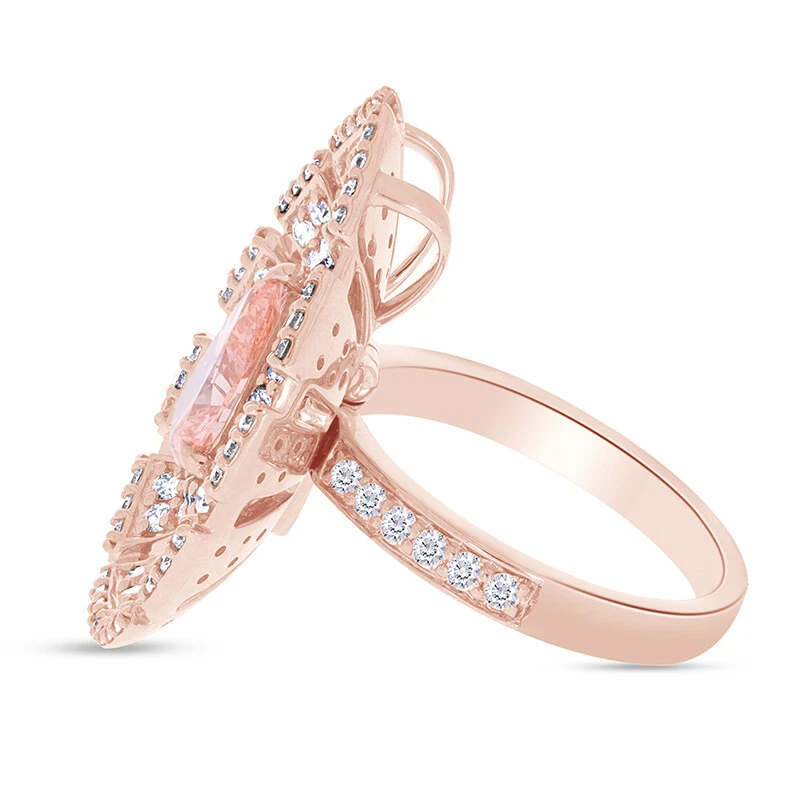 Anillo de compromiso colgante de oro de 14 quilates con forma de pera de diamantes cultivados en laboratorio de 2,80 quilates Foto 4 de 4