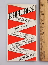 Vintage Wm. Meyer Co. Rapidaire Hair Dryer Type F Brochure
