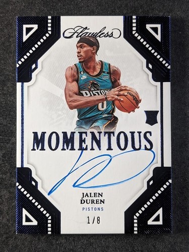 2022-23 Panini Flawless JALEN DUREN 1/8 Rookie RC Auto Blue Momentous Pistons