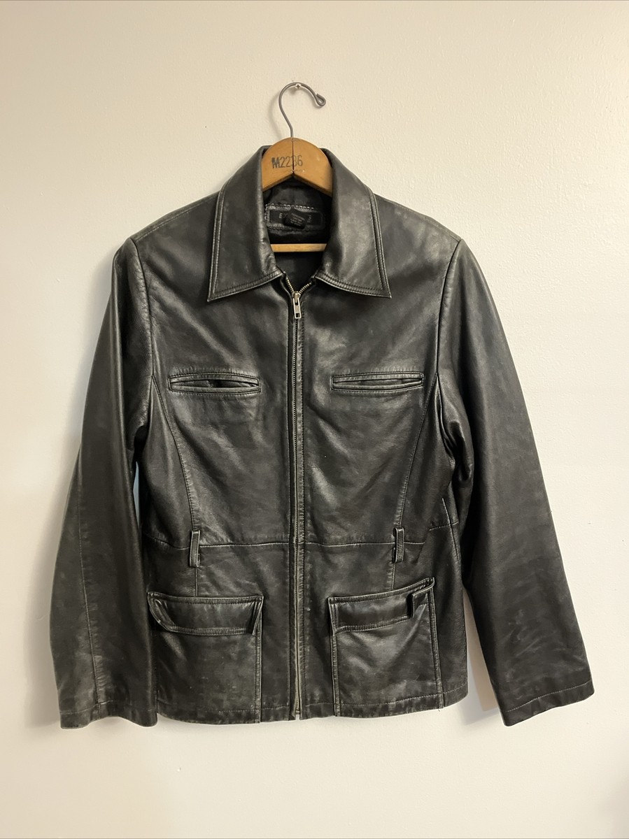 Vintage Express World Brand Genuine Leather Jacket M Size 7/8