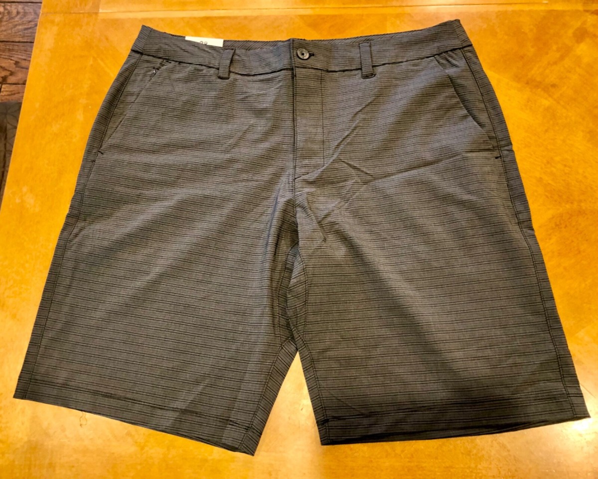 Hang Ten Men's Quick Dry Stretch Lightweight Hybrid Shorts “Black Stripe”