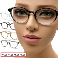 Women's Extra High Power Retro Cat Eye Reading Glasses Strong Frame up to 6.00