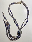 Vintage Sterling Costume Jewelry Necklace Stone and Bead Large and Gaudy