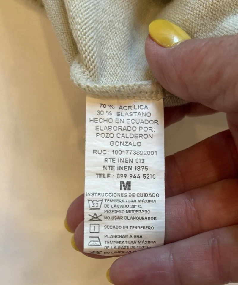 Girls Linen/acrylic sweater,color block beiges, Diana Carolina Tejoles design, M - Image 4 of 4