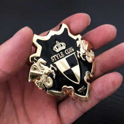3D Metal Golden Royal Style Club Shield Car Trunk Emblem Badge Decal Stickers