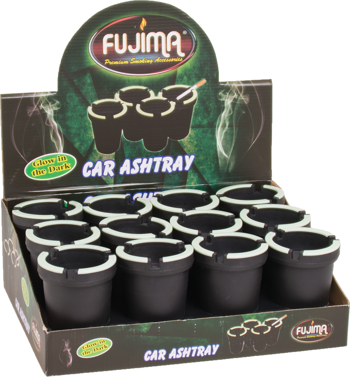12ct. Glow In Dark Self Extinguishing Cigarette Cup Holder Car Ashtray