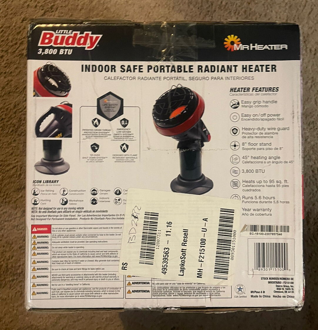Mr. Heater Little Buddy MH4B Portable Propane Heater 3800 BTU BUDDY RED