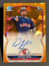 2023 Bowman Chrome 1st ORANGE REFRACTOR PROSPECT ROOKIE AUTO Dayan Frias /25