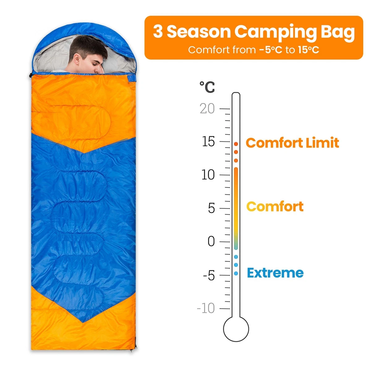 Lightweight 3 top season sleeping bag