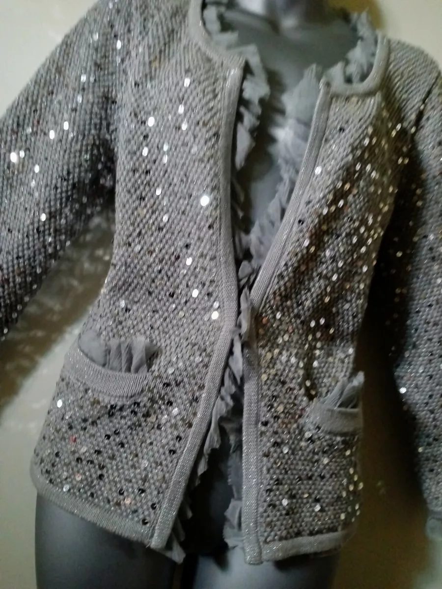 Silver sequin top cardigan jacket