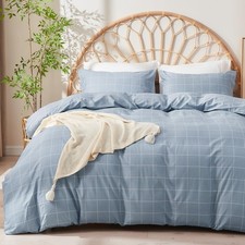 JELLYMONI 100 Natural Cotton 3pcs Plaid Duvet Cover Sets, Checkered Full