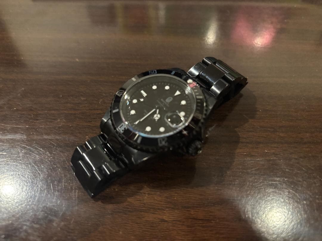 A BATHING APE Automatic Dive Watch Stainless Steel Black Used image 4