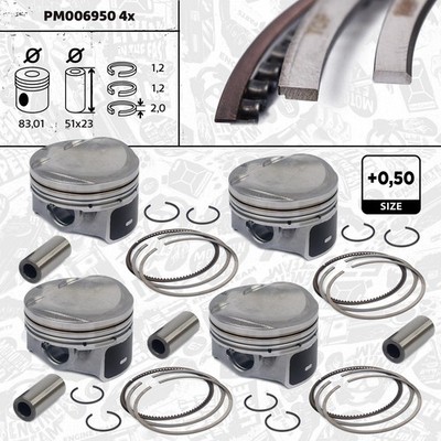 4x Kolben Satz +0,50 mm Bolzen Ø23 mm für AUDI SEAT SKODA VW 1.8 TSI 06H107065DL
